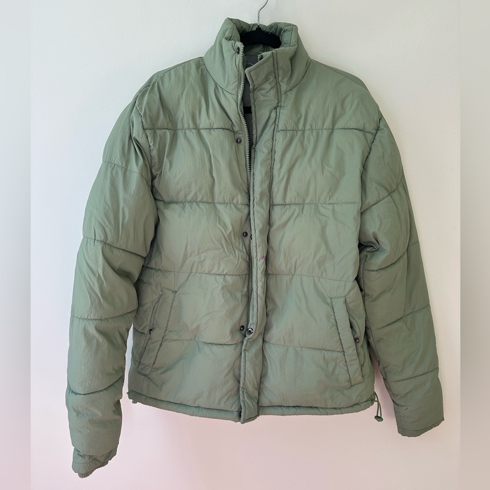 Sage green puffer jacket